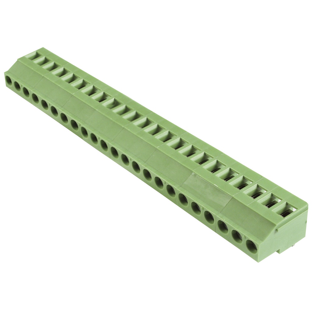 5.08mm, fixed Printed Circuit Board (PCB) terminal block, multi-position, vertical Screw Clamp wire entry, 23 position