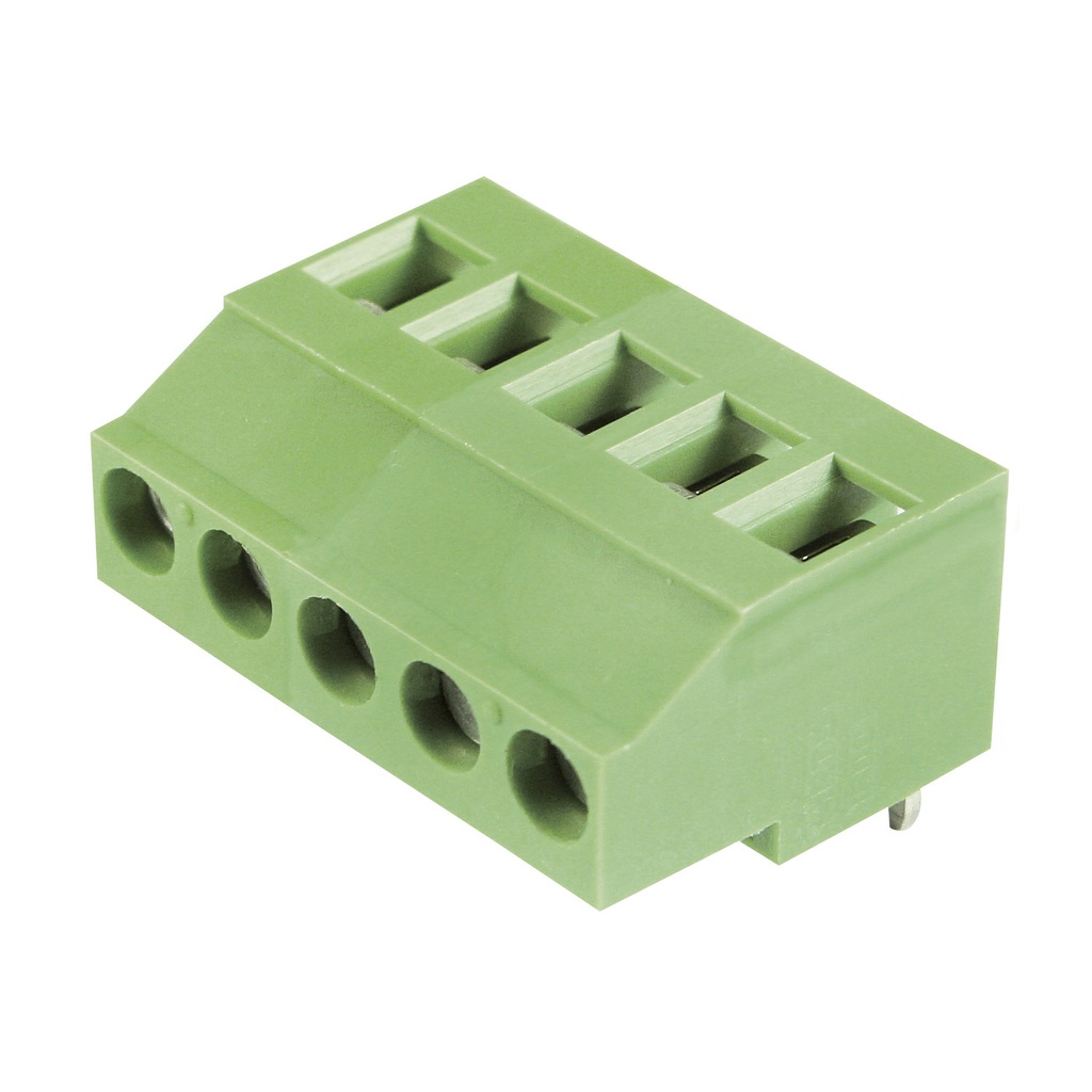 5.08mm, fixed Printed Circuit Board (PCB) terminal block, multi-position, vertical Screw Clamp wire entry, 5 position