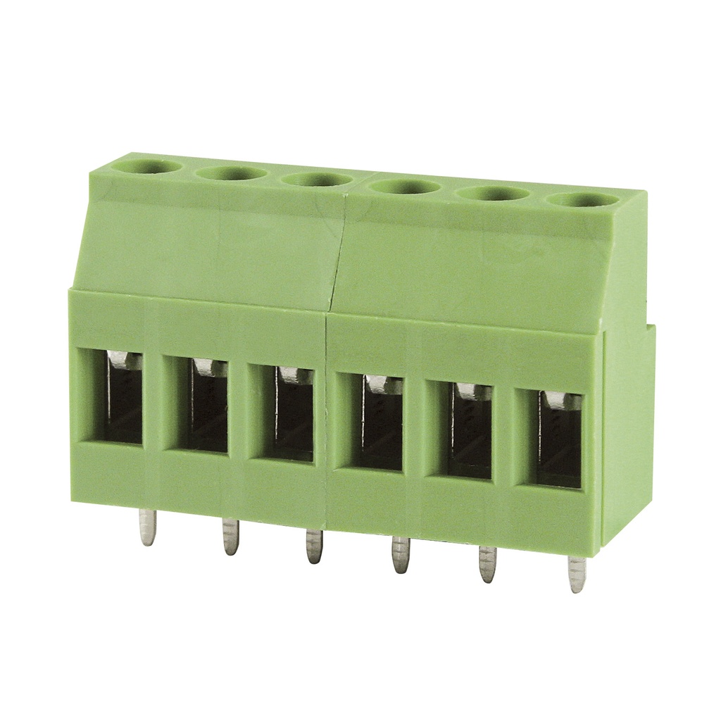 6 Position PCB Screw Terminal Block, Rising Clamp, Green Housing, 5.08mm Pitch, 30-12 AWG