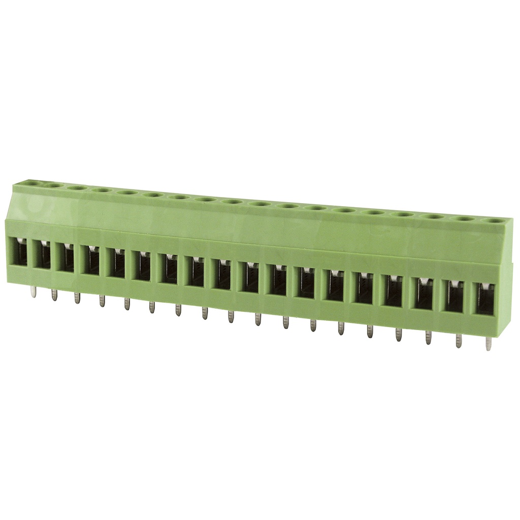 5mm, Fixed Printed Circuit Board (PCB) terminal block, horizontal Screw Clamp wire entry, 18 position