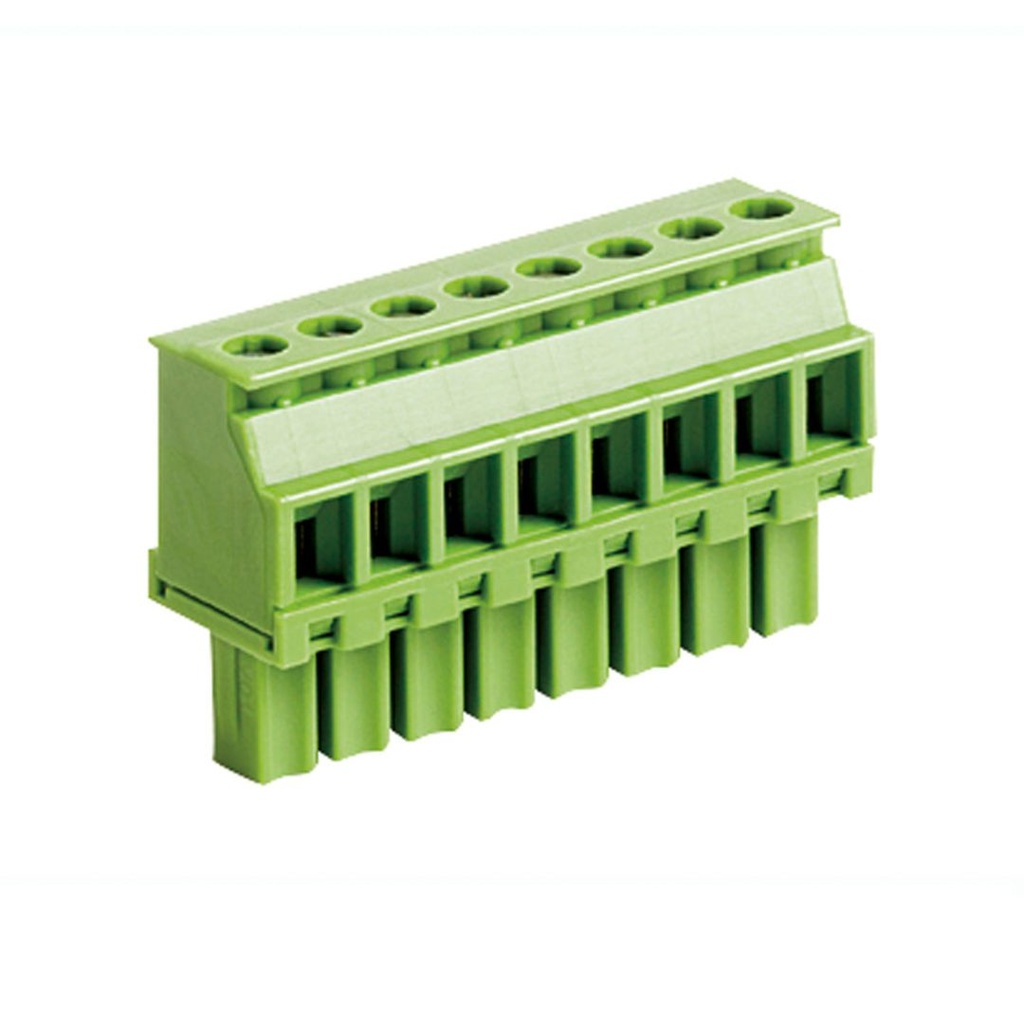 11 Position Pluggable Terminal Block, Screw Terminal Connector, 3.5mm Spacing, Wire Entry Polarization Side,  Green Housing, 30-16 AWG