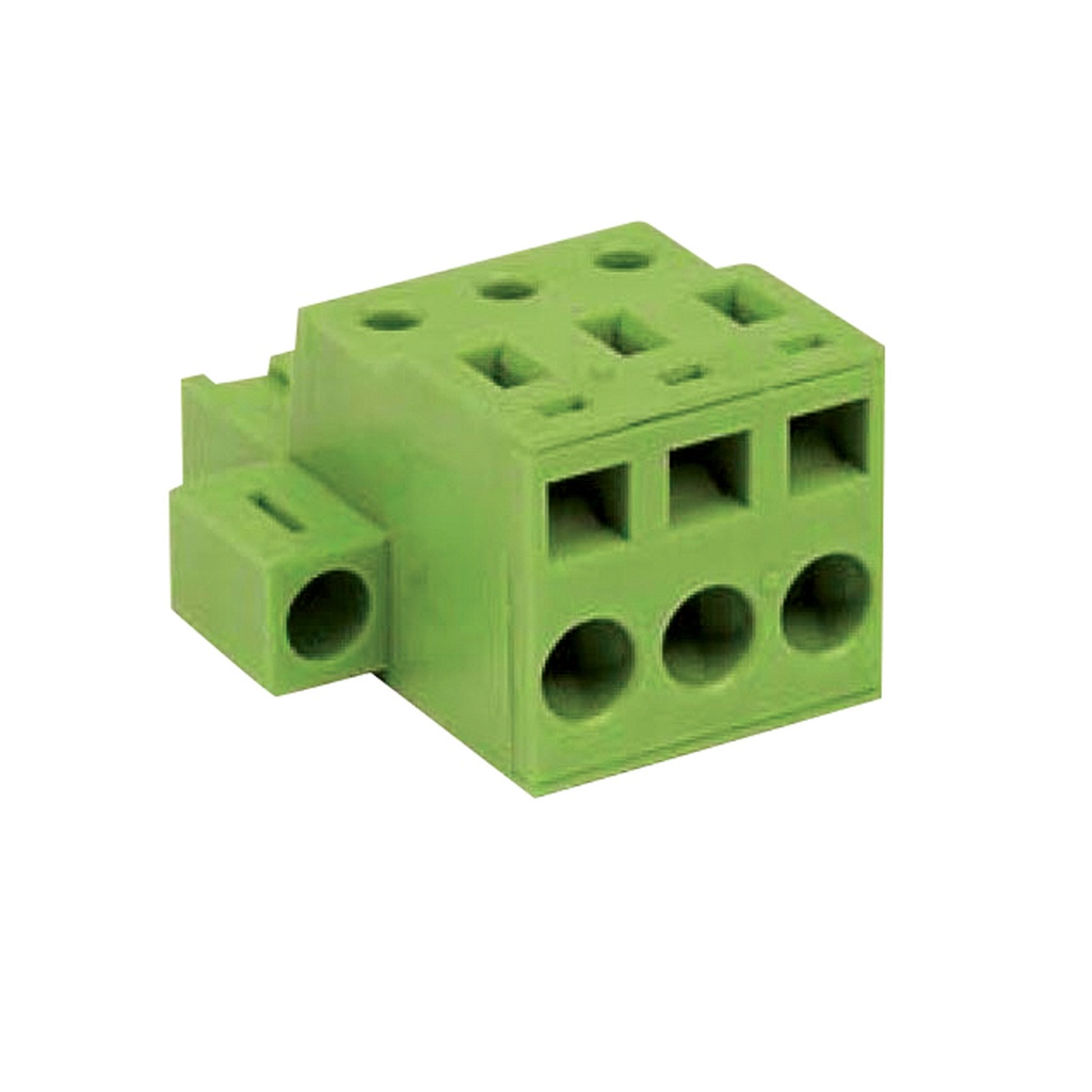 11 Position Spring Clamp Pluggable Terminal Block With Screw locks, 5.08mm Spacing, Front Wire Entry, Green Housing, 24-14 AWG