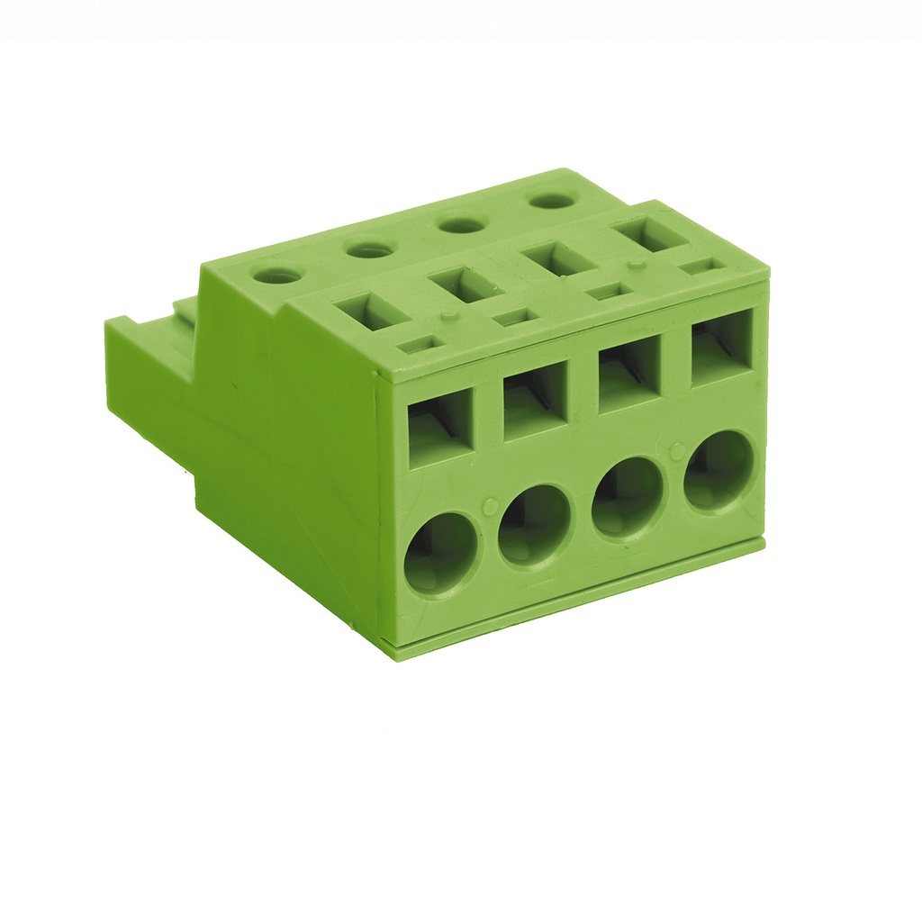 11 Position Spring Clamp Pluggable Terminal Block, 5.08mm Spacing, Front Wire Entry, Green Housing, 24-14 AWG