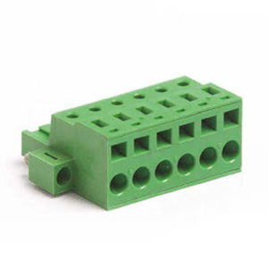 11 Position Spring Clamp Pluggable Terminal Block With Screw locks, 5mm Spacing, Front Wire Entry, Green Housing, 24-14 AWG