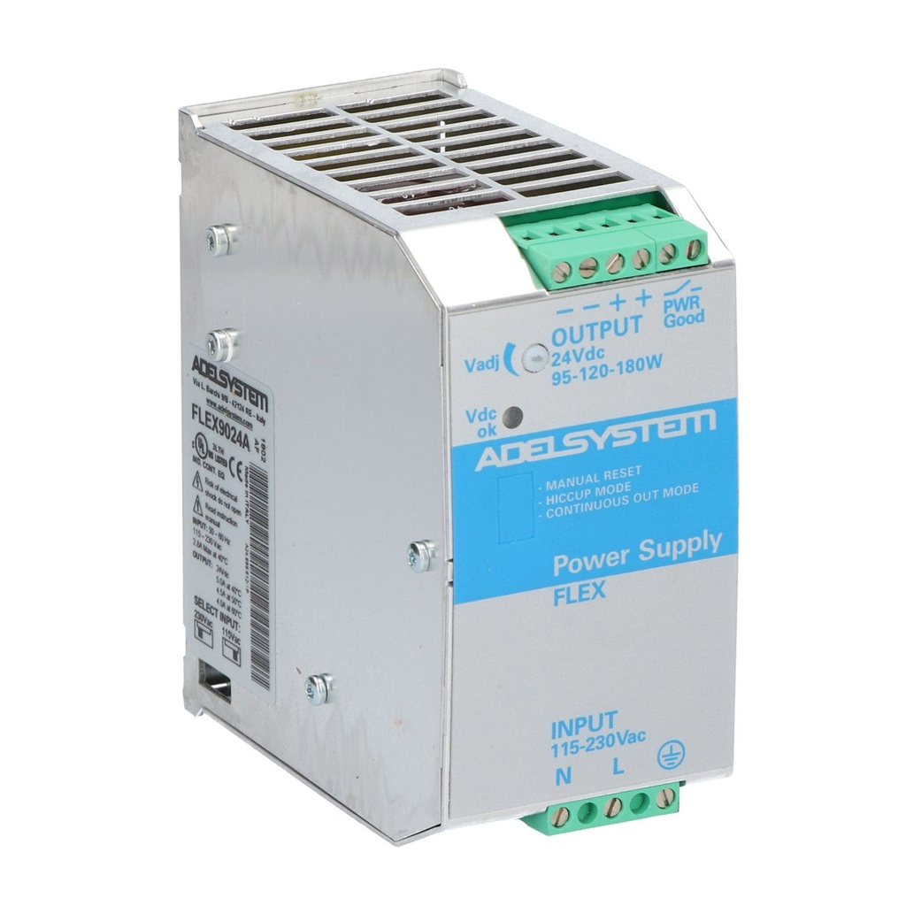 24V DC Power Supply, 5 Amp, 115-230V AC Input, Single Phase, DIN Rail Mounted