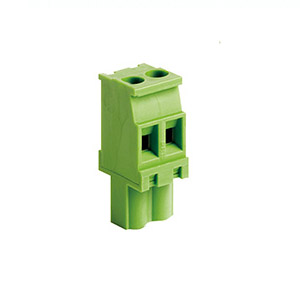 2 Position Pluggable Terminal Block, Terminal Block Connector, 5mm pitch, Green Housing, Wire Entry On Polarization Side Of Plug, 24-12AWG