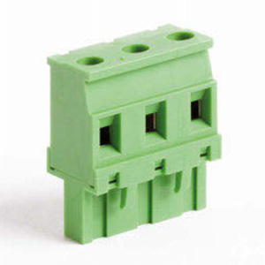 10 Position Pluggable Terminal Block, PCB Screw Terminal Block Connector, 7.62 pitch, Green Housing, Wire Entry On Keying Side Of Plug, 24-12AWG