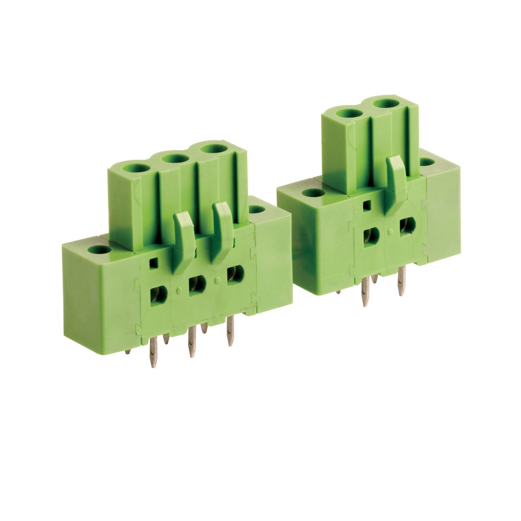 5.08mm Printed Circuit Board (PCB) inverted terminal block header, Female Connector, Dual Pin Row, Vertical, with Threaded Flange, 2 position