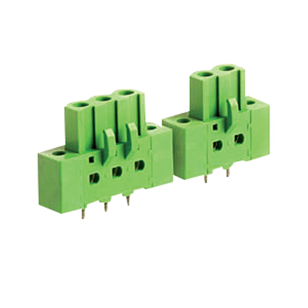 5.08mm Printed Circuit Board (PCB) inverted terminal block header, Female Connector, Single Pin Row, Vertical, with Threaded Flange, 2 position