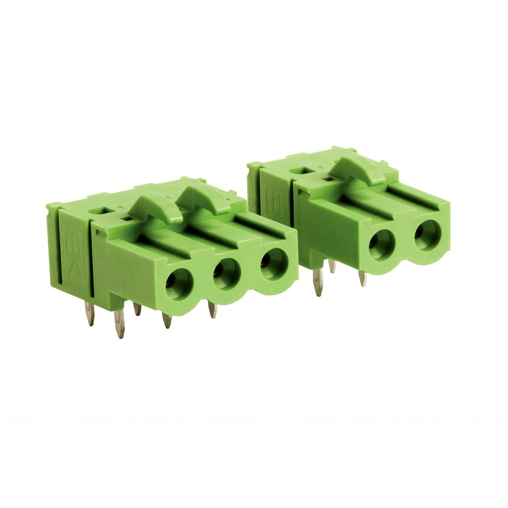 2 Position PCB Pluggable Terminal Block Socket Header, Horizontal Terminal Block Connector Entry,  5.08mm Pin Spacing, Dual Pins, Green Housing,