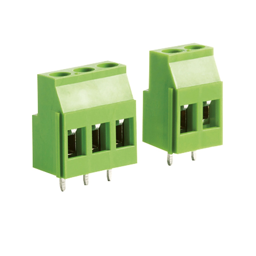 2 Position Green Fixed PCB Terminal Block, 5.08mm Pin Spacing, Horizontal Wire Entry, Screw Clamp, 30-12 AWG