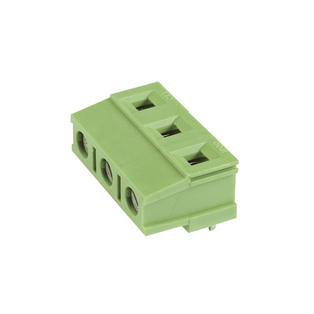 3 Position Green Fixed PCB Terminal Block, 7.5mm Pin Spacing, Vertical Wire Entry, Screw Clamp, 30-12 AWG