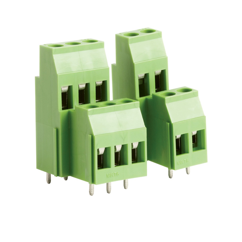 2 Level, 2 Position PCB Terminal Block, Fixed, Screw Terminal Block, 5mm Pin Spacing, Green Housing, 30-12 AWG