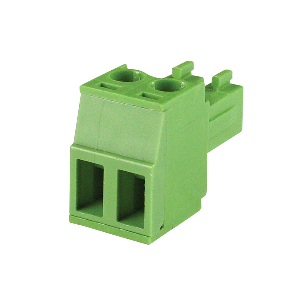 2 Position 3.5mm Pluggable Terminal Block, Screw Clamp, Green Housing, 30-16AWG