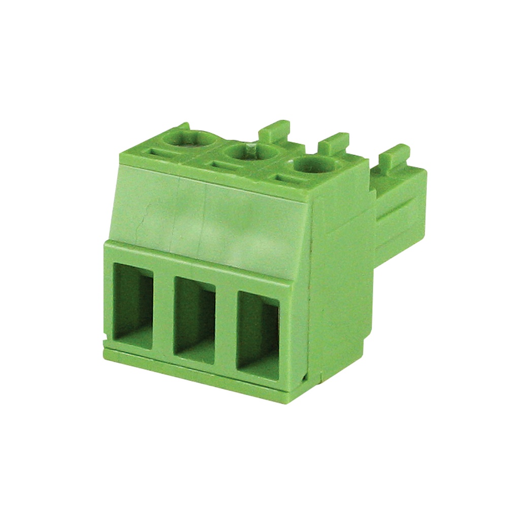 3 Position 3.5mm Pluggable Terminal Block, Screw Clamp, Green Housing, 30-16AWG