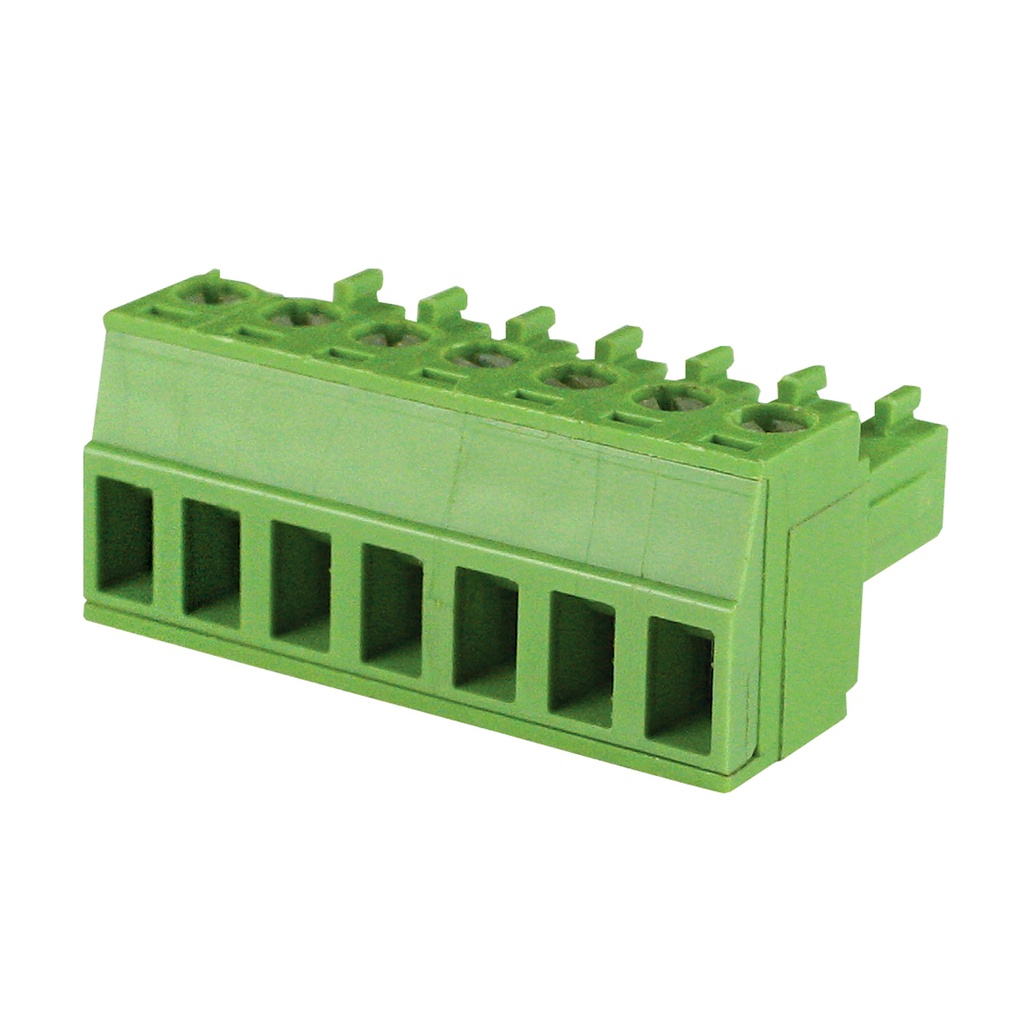 7 Position 3.5mm Pluggable Terminal Block, Screw Clamp, Green Housing, 30-16AWG