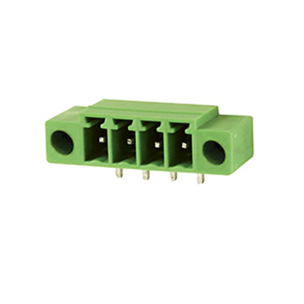 11 Position PCB Terminal Block Header, Threaded Flange, 3.5mm Pitch, Horizontal, Green Housing, For 3.5mm Terminal Block Connectors With Screw Locks