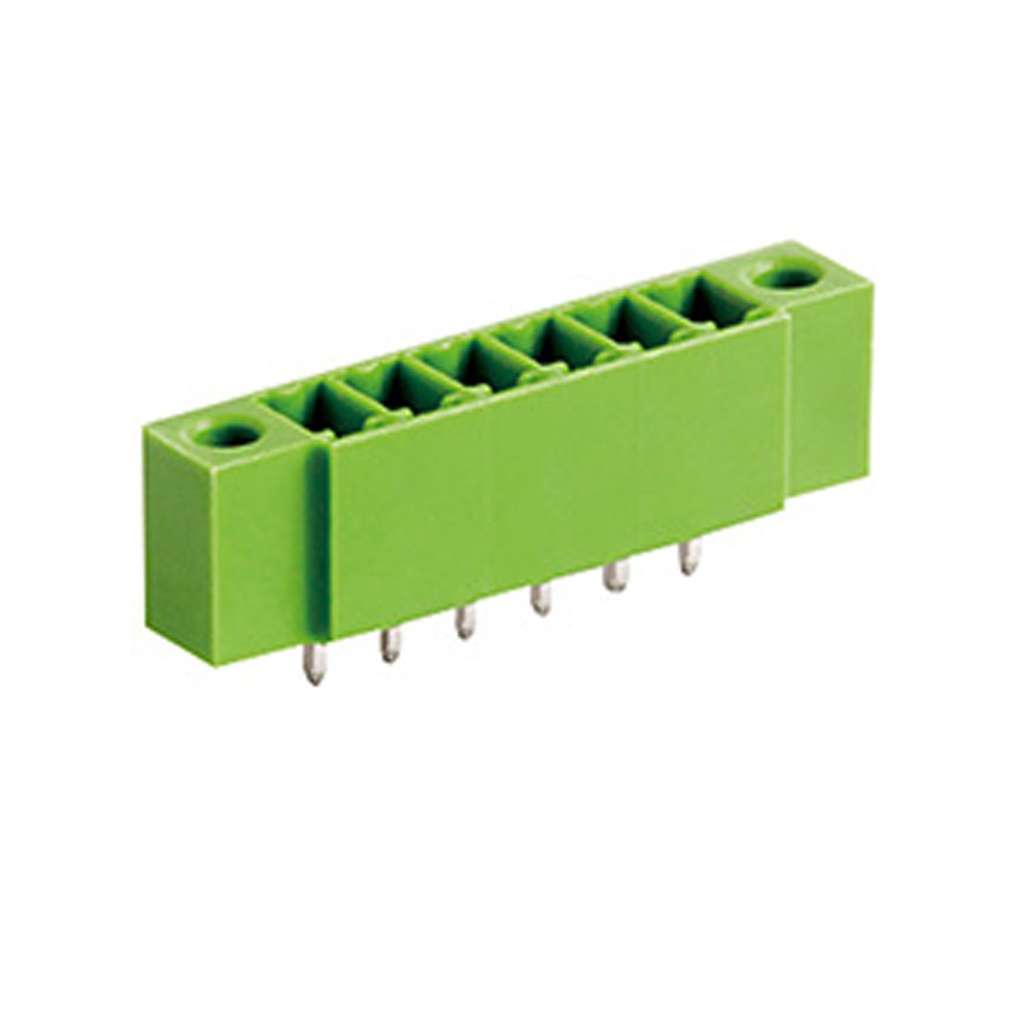 12 Position PCB Terminal Block Header, Threaded Flange, 3.5mm Pitch, Vertical, Green Housing, For 3.5mm Terminal Block Connectors With Screw Locks