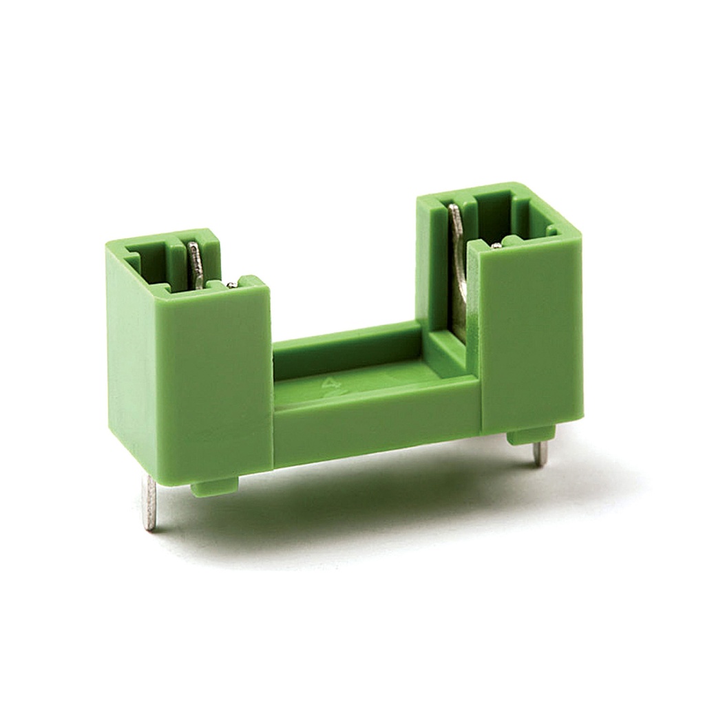 PCB Mount Fuse Holder, Green, 22.6mm Pin Spacing, 5x20mm Glass Fuse, 6.3A, 250VAC