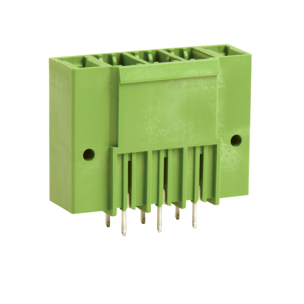 7 Position 41 Amp PCB Header With Threaded Flange, Vertical, For Use With Pluggable Terminal Block Connectors With Screw Locks, PWM1P7.62-7DPFV