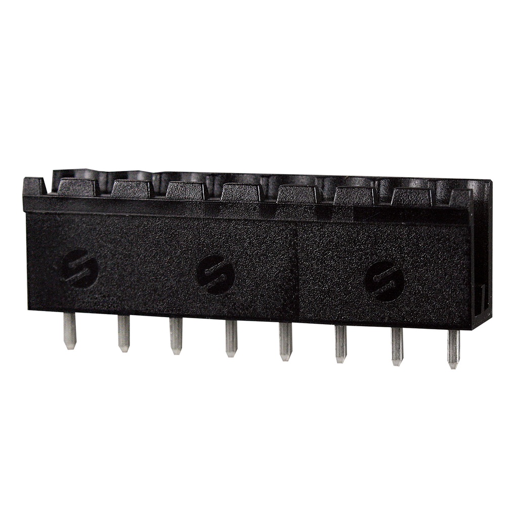 PCB Terminal Block Header With Closed Ends, Horizontal, 5.08mm Pin Spacing, Polarizing Ribs, Black, 10 Position