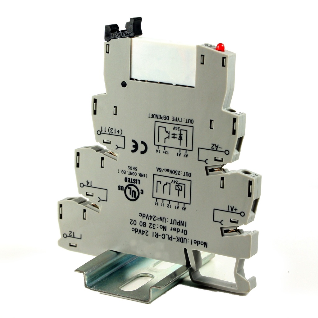 24V Terminal Block Relay, Interposing SPDT 24V DIN Rail Relay, 24V Coil 6A,  250V AC