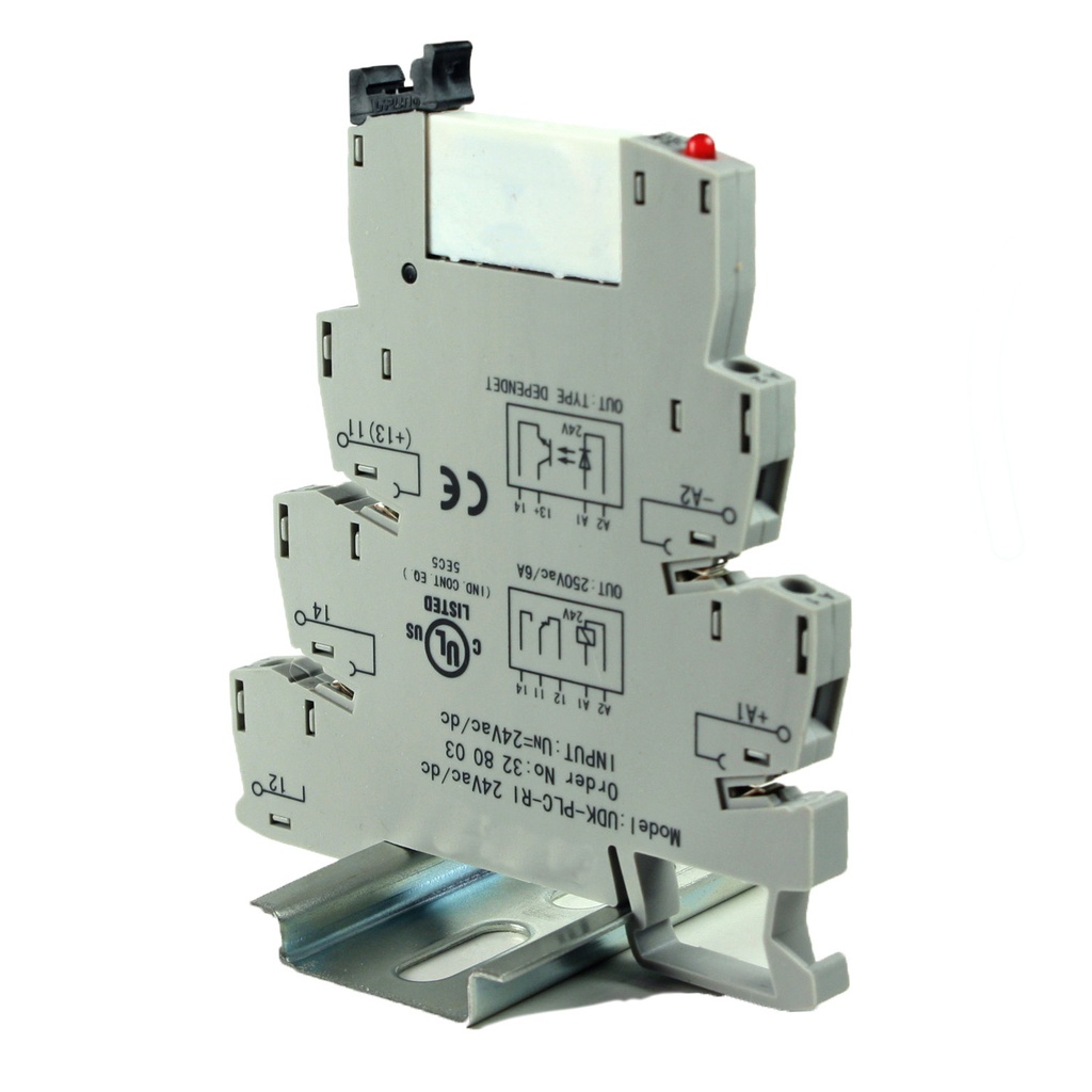 Relay Terminal Block, 24Vac/dc Interposing Relay, 24V Relay DIN Rail Mount,  24Vac/dc Coil, 250Vac, 6A Contact, ASI328003