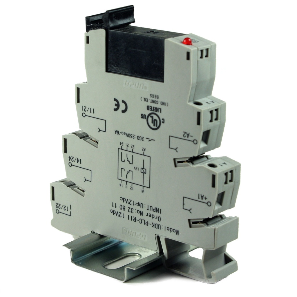 Terminal Block Relay, DIN Rail Relay 12V, DPDT Relay DIN Rail Mount, Coil 12Vdc, Coil 8A 250Vac Contact