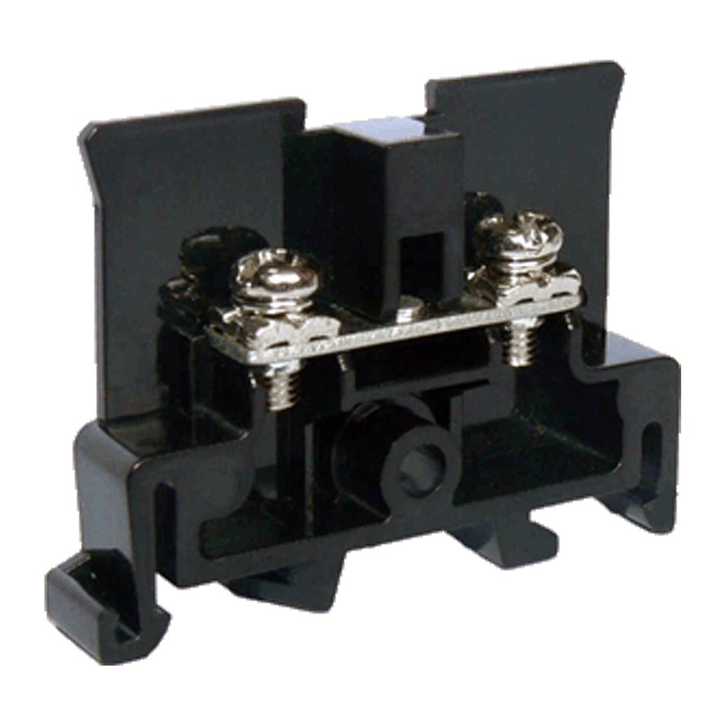 Ring Terminal, NEMA Style DIN Rail Terminal Block For Ring Lugs, M3.5 Screw, Black, 15A, 600V