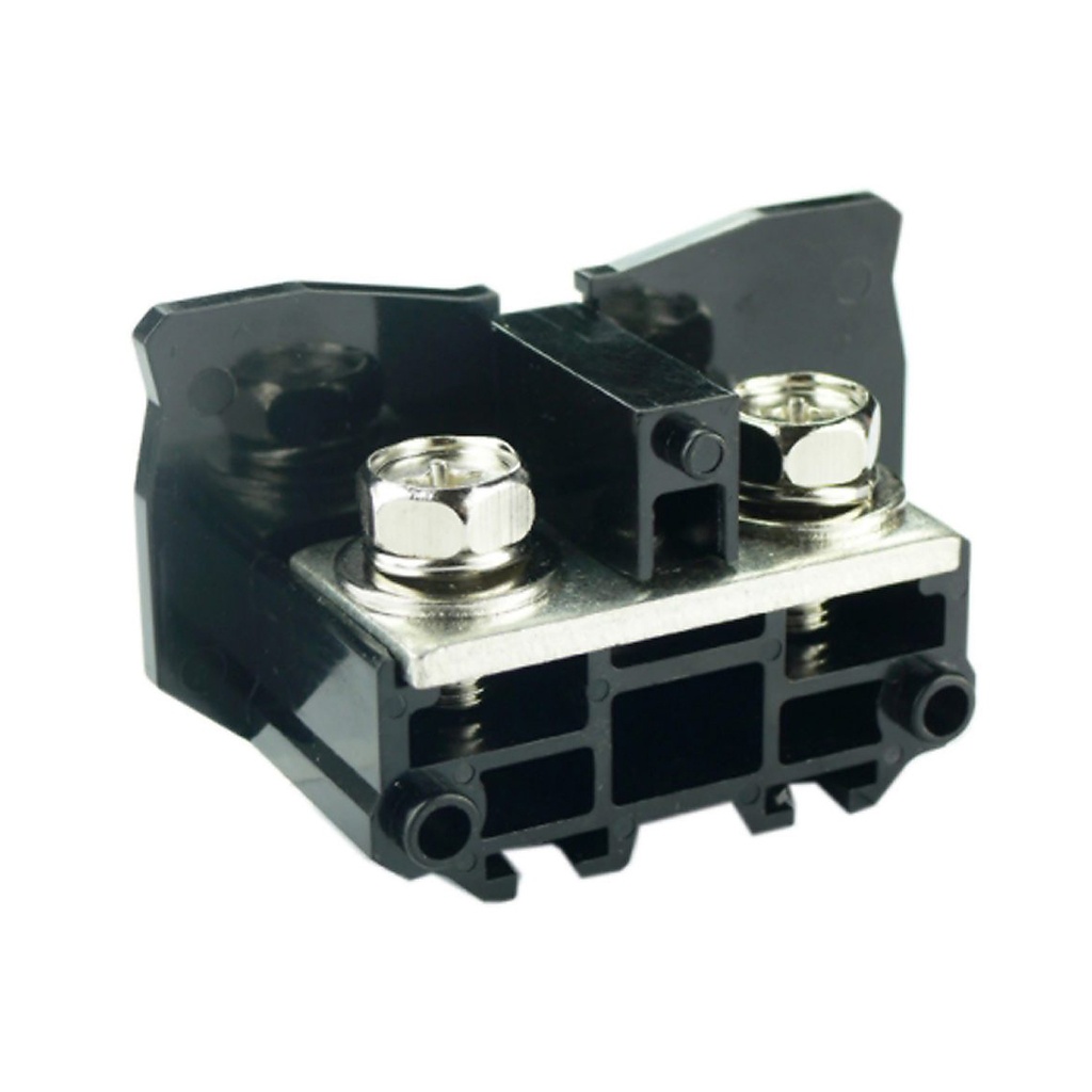 Ring Terminal, NEMA Style DIN Rail Terminal Block For Ring Lugs, M6 Screw, Black, 90A, 600V, ASI391006