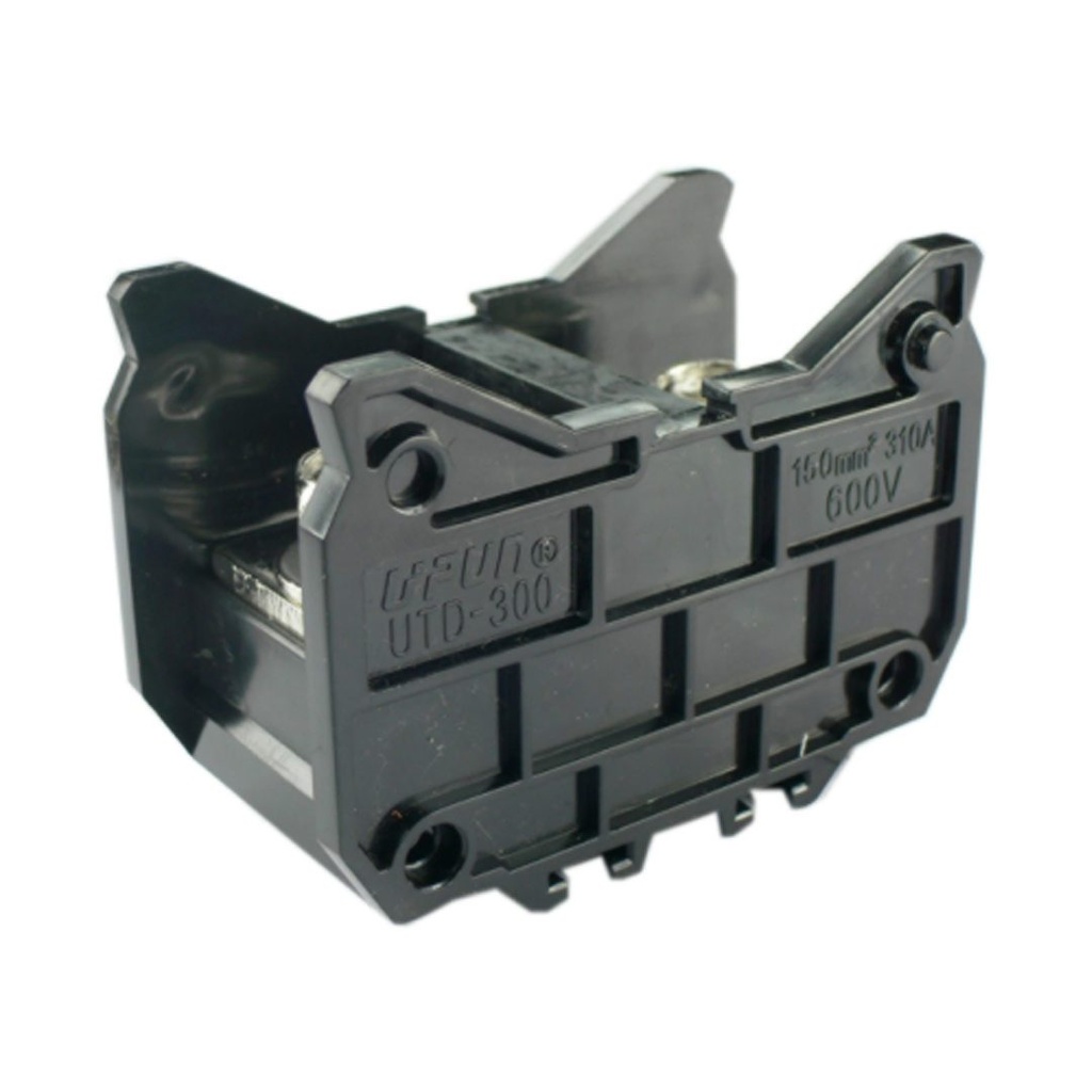 Ring Terminal, NEMA Style DIN Rail Terminal Block For Ring Lugs, M10 Screw, Black, 309A, 600V