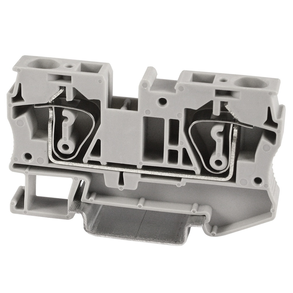 Spring Terminal Block, Screwless DIN Rail Terminal Block, 8.2mm, 2-Wire, UL 24-8 AWG, 50A, 300V, ASI421004