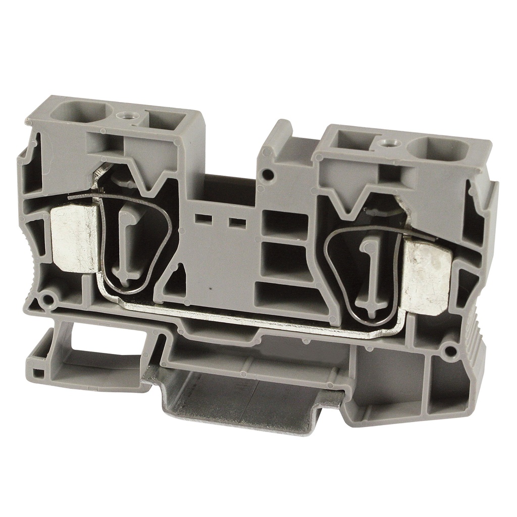 Spring Terminal Block, Screwless DIN Rail Terminal Block, 12.2mm, 2-Wire, UL 16-4 AWG, 85A, 600V, ASI421006