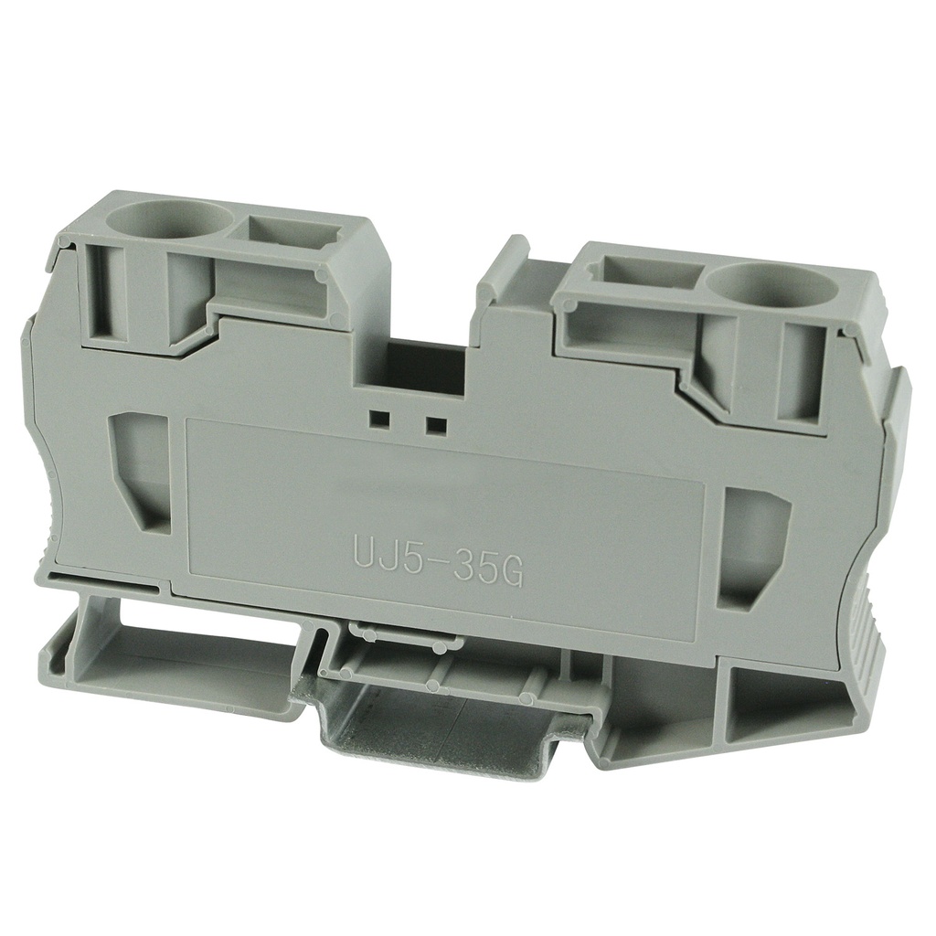 Spring Terminal Block, Screwless DIN Rail Terminal Block, 14.2mm, 2-Wire, UL 16-2 AWG, 115A, 300V, ASI421007