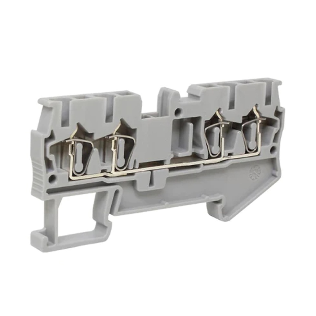 4-wire Spring Terminal Block, DIN Rail Mount 4 Wire Screwless Terminal Block,  24-12 AWG, 20A, 600V, ASI421009
