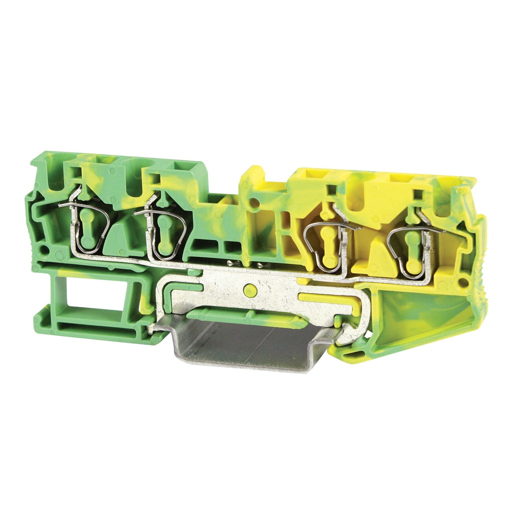 4-wire Ground Spring Terminal Block, 4 Wire Screwless Ground Terminal Block, DIN Rail Mount, 28-10 AWG, ASI4210120