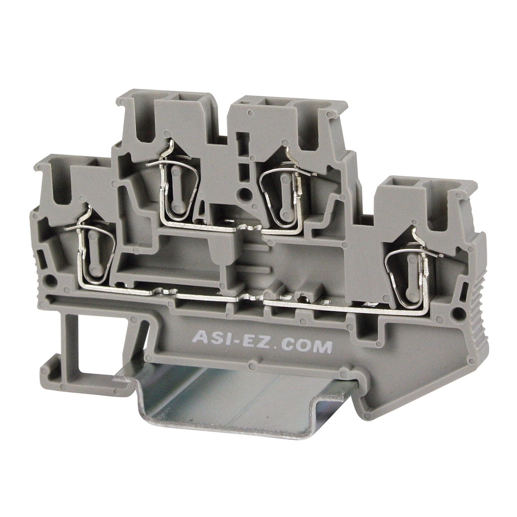 2 Level Spring Terminal Block, DIN Rail Mount, Screwless Terminal Block With 2 Levels, 5.2mm Wide, UL 28-12 AWG, 20A, 600V