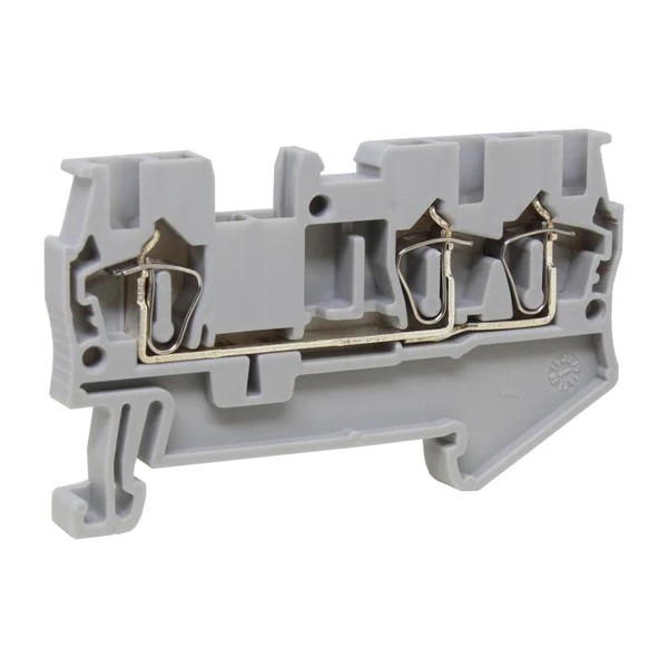 3-wire Spring Terminal Block, DIN Rail Mount 3 Wire Screwless Terminal Block,  28-12 AWG, 20A, 600V, ASI421028