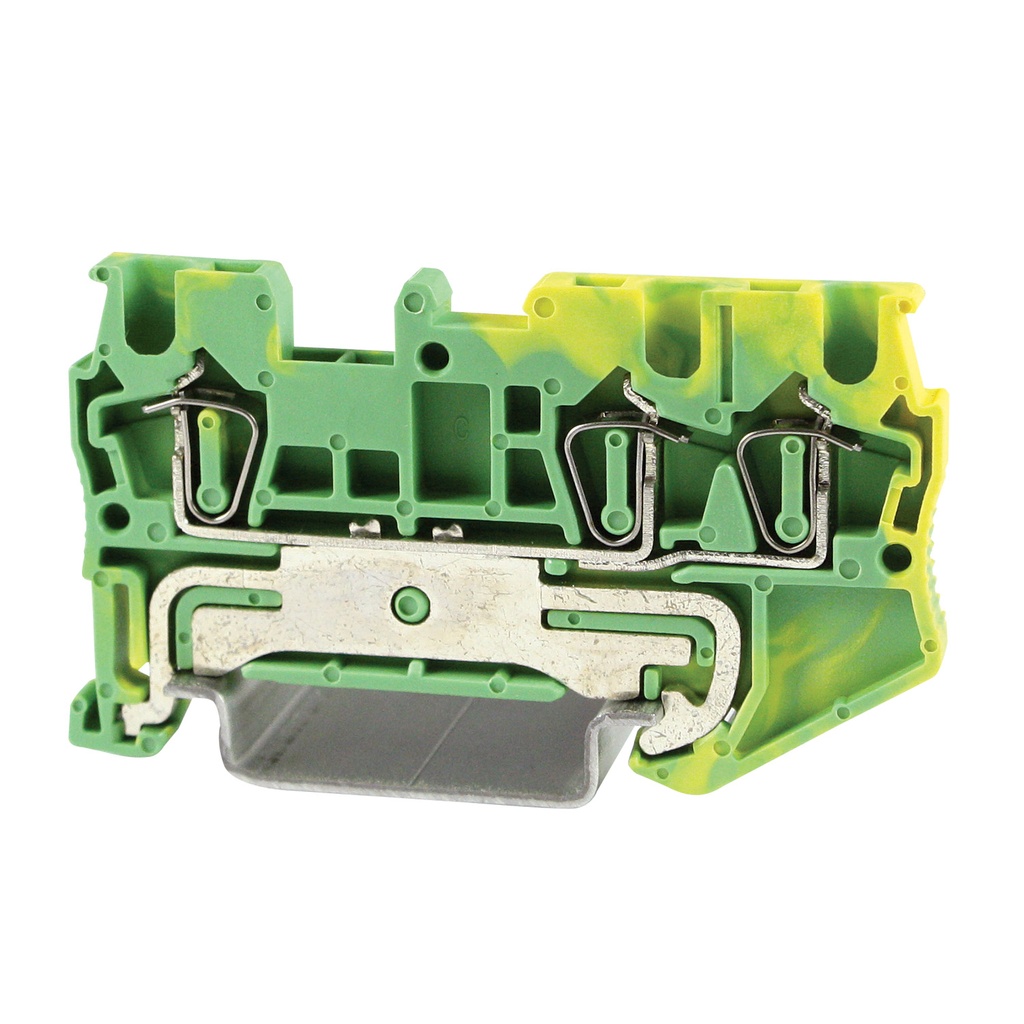 3 Wire Ground Spring Terminal Block, DIN Rail Mount Screwless 3 Wire Ground Terminal Block, 4.2mm Wide, 28-14 AWG, ASI421031