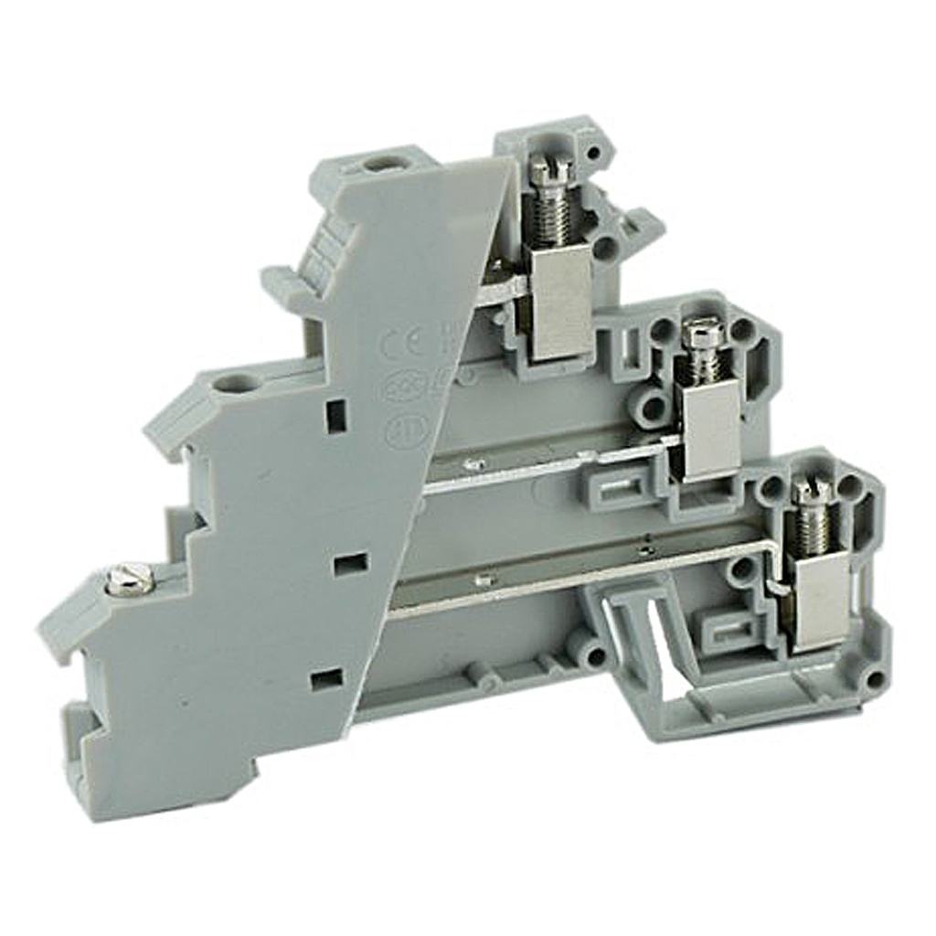 3 Level Terminal Block, DIN Rail Mount, 30-14 AWG, 15A, 300V, Power Distribution Block for 3-Wire Sensor Block