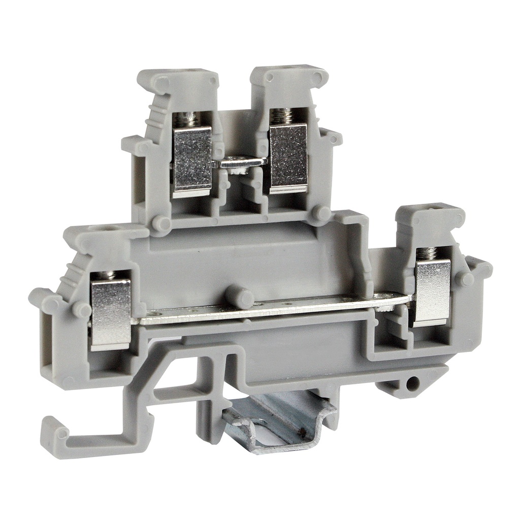 2 Level Mini DIN Rail Terminal Block, 4-Wire Mini Terminal Block, 5.2mm Wide, 30-12 AWG, 20A, 300V, ASIMBKKB2.5