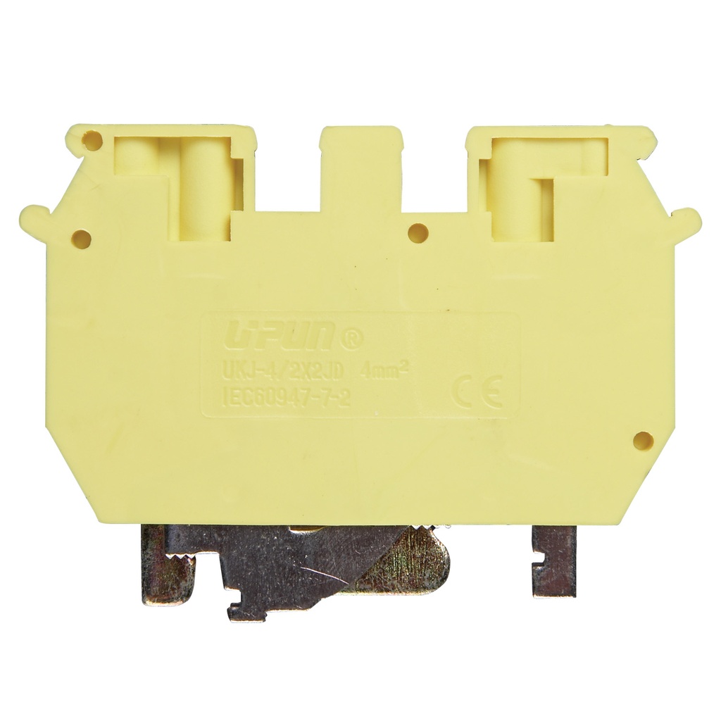 4 Wire Ground Terminal Block, DIN Rail Mount, Screw Clamp Ground Terminal Block, 30-10 AWG, ASIUDK4-PE