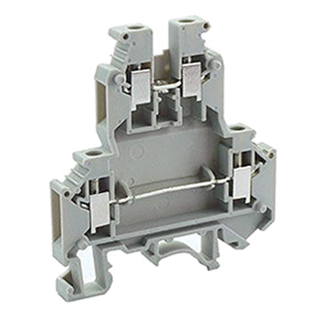 2 Level DIN Rail Terminal Block, Double Level, Jumper Capability On upper Level,  30 Amp, 26-10 AWG