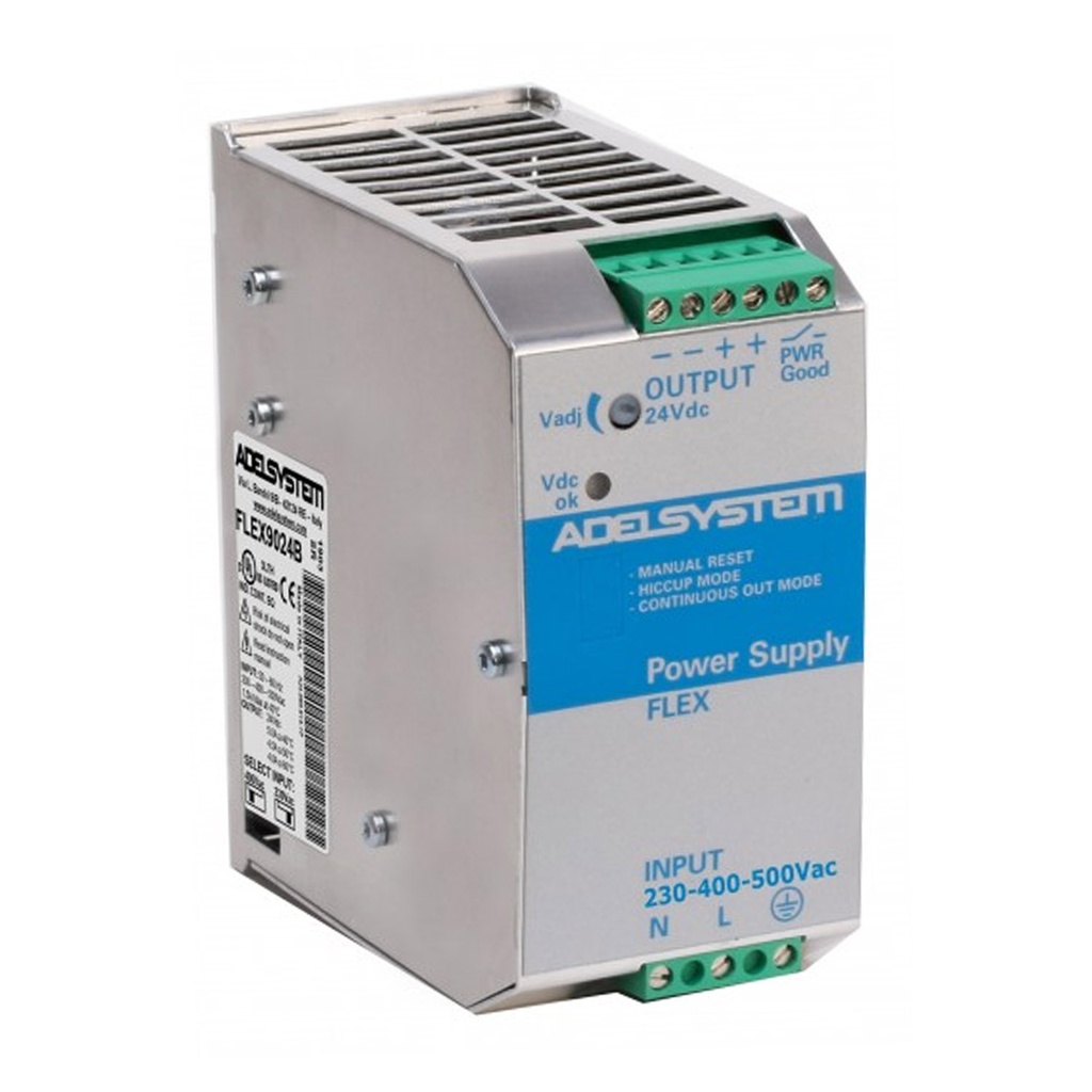 24V DC Power Supply, 5 Amp, 230-500V AC Input, Single or Three Phase, DIN Rail Mounted