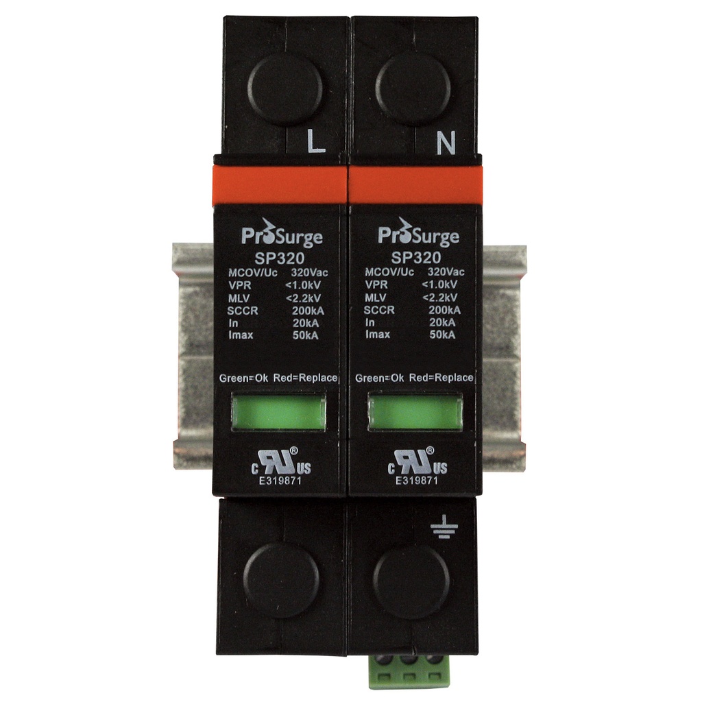 2 Pole DIN Rail Mounted UL1449 Pluggable Surge Protector