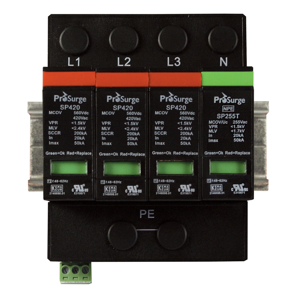 ASI SP420-3PN DIN Rail Surge Protection Device | 4-Pole | 3-Phase Wye 600/347V AC | MOV & GDT | 200kA SCCR