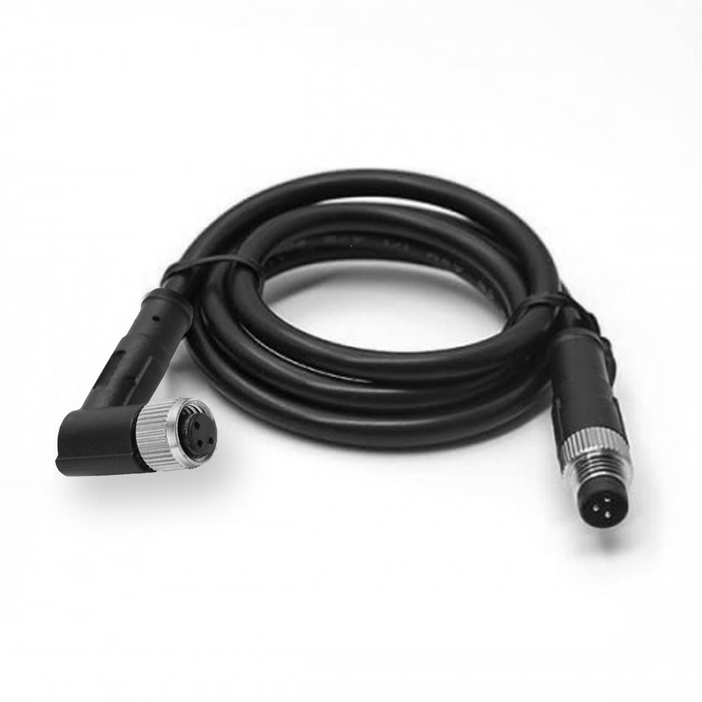 M8 90 Degree Female To M8 Straight Male 4-Pole Extension Cordset, 3 Meter PVC Cable
