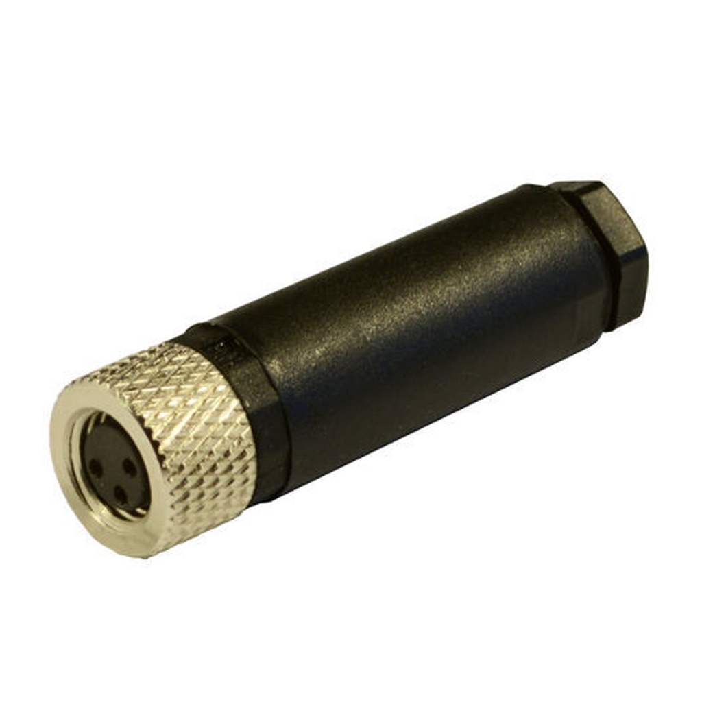 M8 Straight Female Field-Wireable Connector, 4-Pole, Black