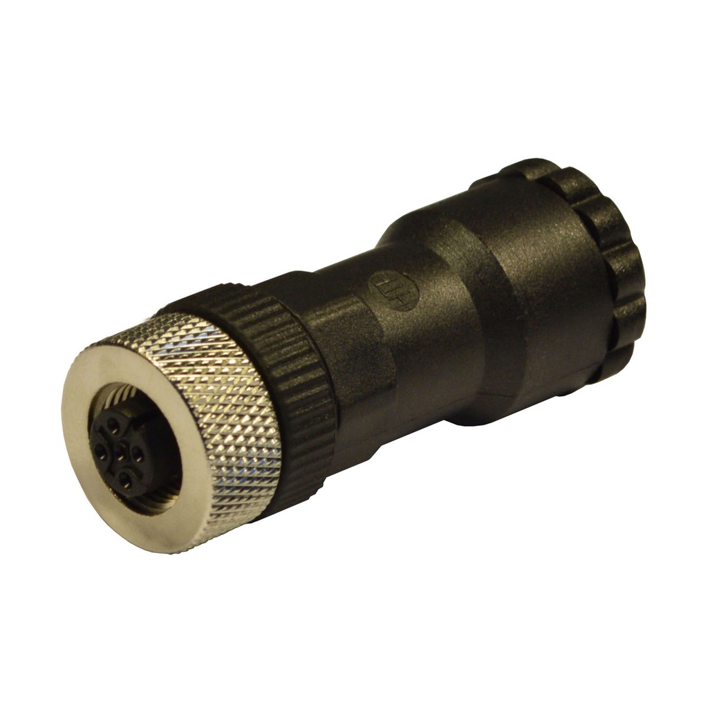 M12 Straight Female Field Wireable Connector With Screw Terminal, Pg11 Double Cable Gland, Black, 4-Pole