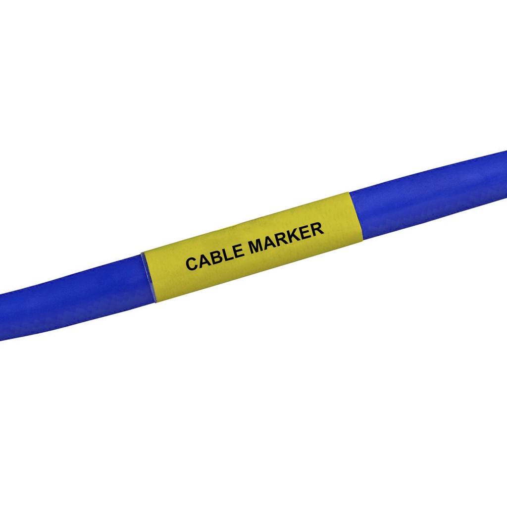 Wraparound Cable Marker, 4.3-7mm wrapping diameter, 10x15mm printing area, 38mm length, yellow